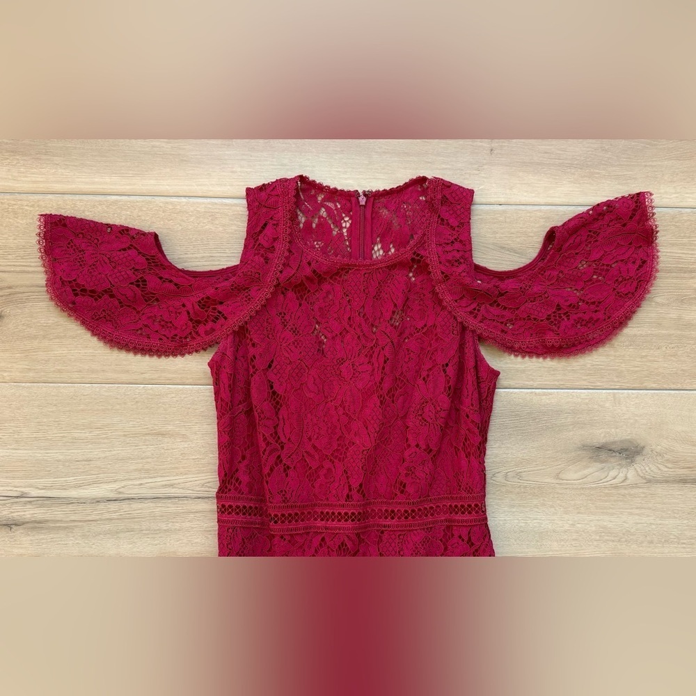 Laundry by Shelli Segal Red Lace Midi Dress Size 6 - Picture 5 of 11